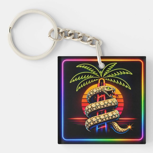 Neon Miami Nights Diamond opulence Luxury  Keychain (Front)