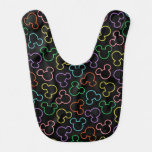 Neon Mickey Mouse Icon Toss Pattern Baby Bib