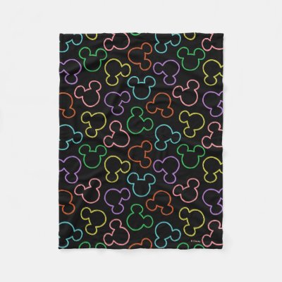 Neon Mickey Mouse Icon Toss Pattern Fleece Blanket