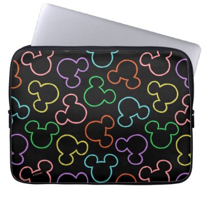 Neon Mickey Mouse Icon Toss Pattern Laptop Sleeve