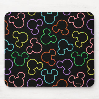 Neon Mickey Mouse Icon Toss Pattern Mouse Pad