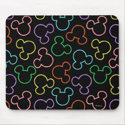 Neon Mickey Mouse Icon Toss Pattern Mouse Pad