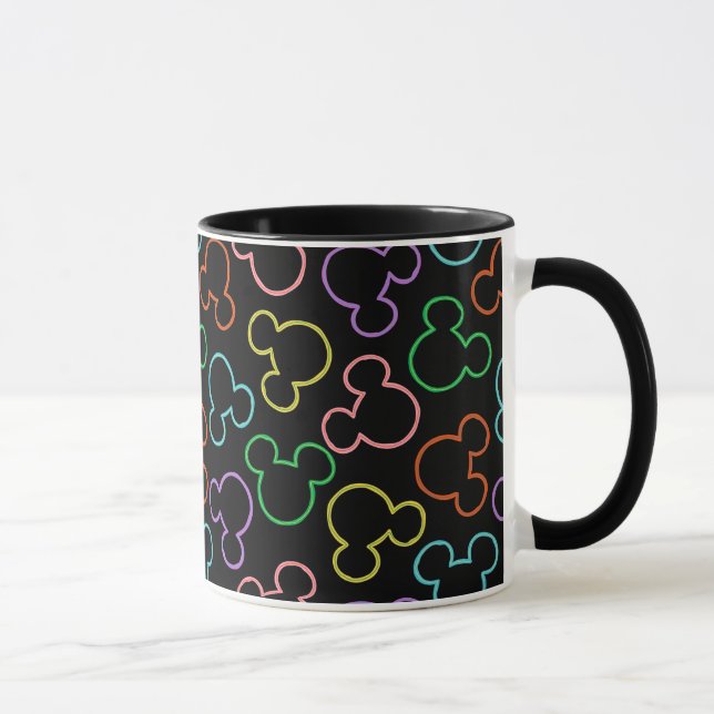 Neon Mickey Mouse Icon Toss Pattern Mug (Right)