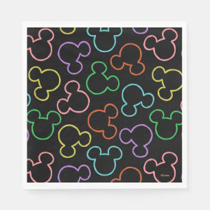 Neon Mickey Mouse Icon Toss Pattern Napkins