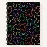 Neon Mickey Mouse Icon Toss Pattern Notebook