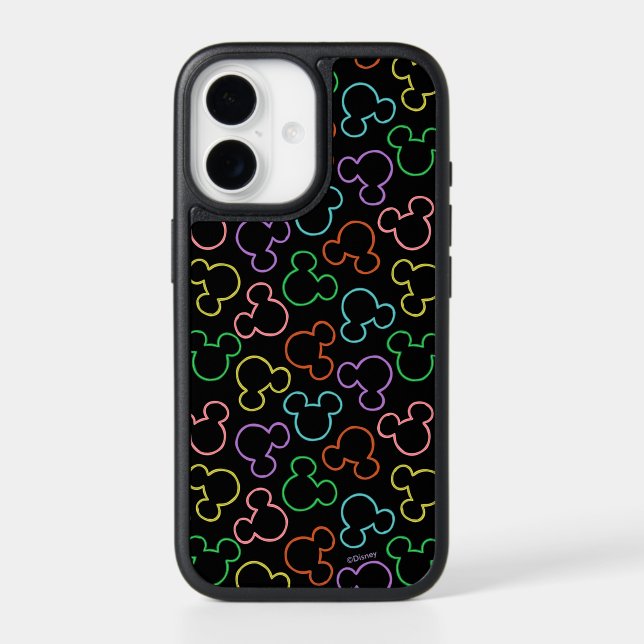Neon Mickey Mouse Icon Toss Pattern Otterbox iPhone Case (Back)