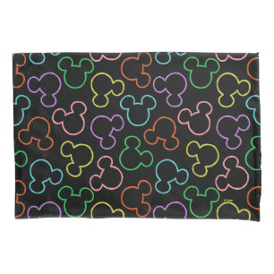Neon Mickey Mouse Icon Toss Pattern Pillow Case