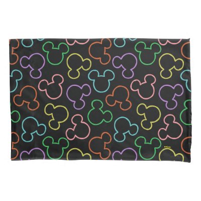 Neon Mickey Mouse Icon Toss Pattern Pillow Case