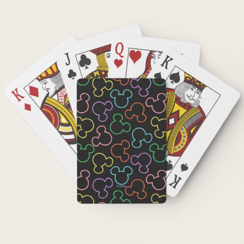 Neon Mickey Mouse Icon Toss Pattern Poker Cards