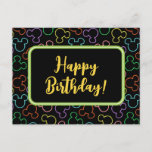 Neon Mickey Mouse Icon Toss Pattern Postcard