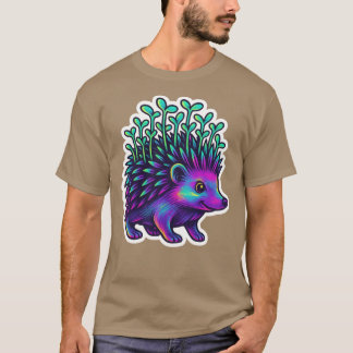 Neon Microgreen Hedgehog Psychedelic Animal Art Mi T-Shirt