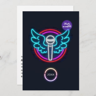 Neon Microphone Graduation Party Invitation