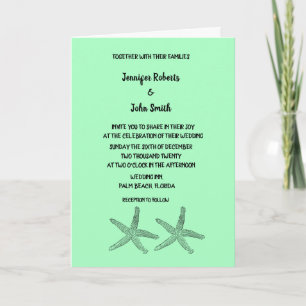 Neon Mint 2020 Starfish Patterns Elegant Wedding Invitation