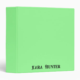 Neon Mint Color   Modern Black Personalized Script 3 Ring Binder