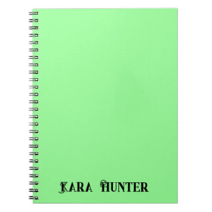 Neon Mint Color   Modern Black Personalized Script Notebook