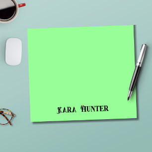 Neon Mint Color   Modern Black Personalized Script Notepad