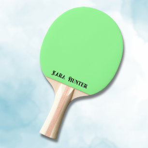 Neon Mint Color   Modern Black Personalized Script Ping Pong Paddle