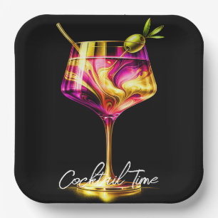 Neon Modern Party Time Personalized Paper Plates