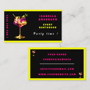 Neon Modern Party Time Personalized Professional Business Card