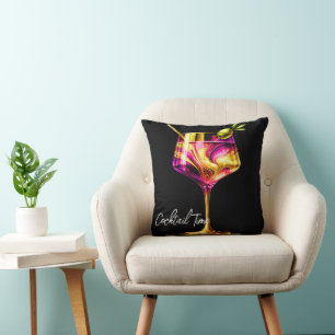 Neon Modern Party Time Personalized Throw Pillow