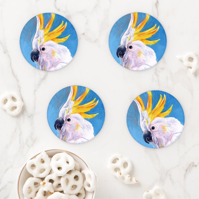 Neon Mohawk - Cockatoo Coaster Set (In Situ)