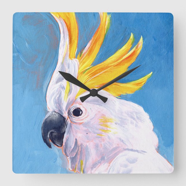 Neon Mohawk - Cockatoo Square Wall Clock (Front)