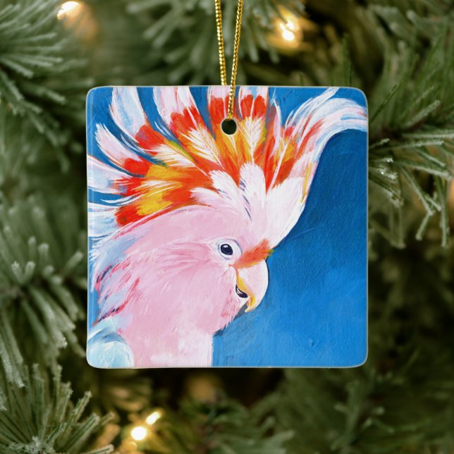 Neon Mohawk - Pink Cockatoo Ceramic Ornament (Tree)