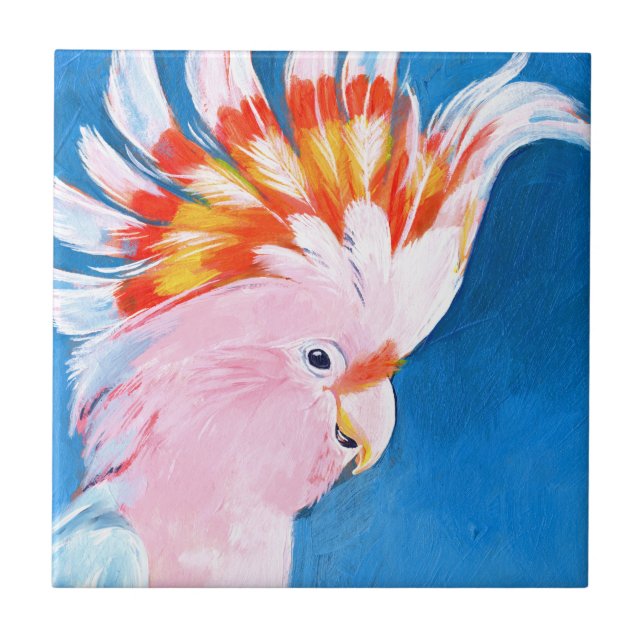 Neon Mohawk - Pink Cockatoo Ceramic Tile (Front)