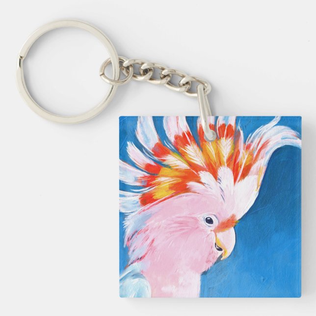 Neon Mohawk - Pink Cockatoo Keychain (Front)