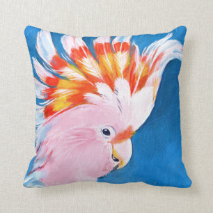 Neon Mohawk - Pink Cockatoo Throw Pillow