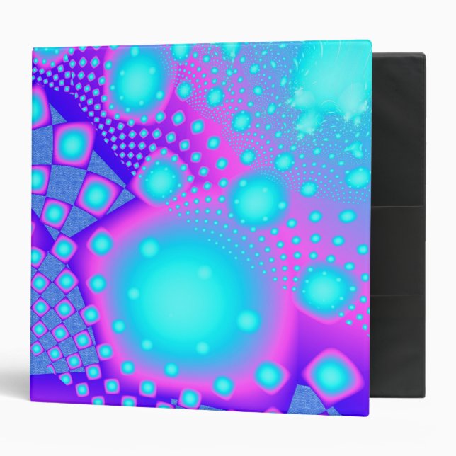 Neon Molecules Psychedelic Fractal 3 Ring Binder (Front/Inside)