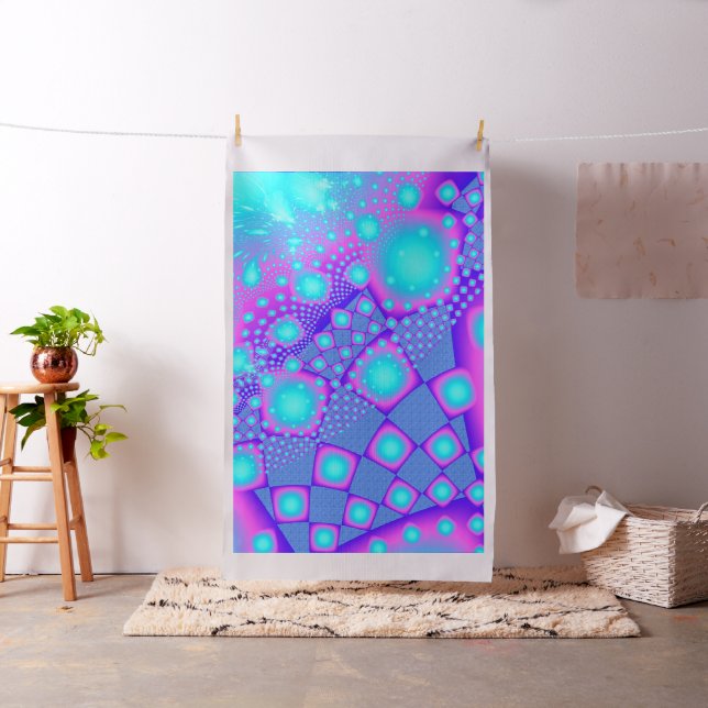 Neon Molecules Psychedelic Fractal Fabric (In Situ)