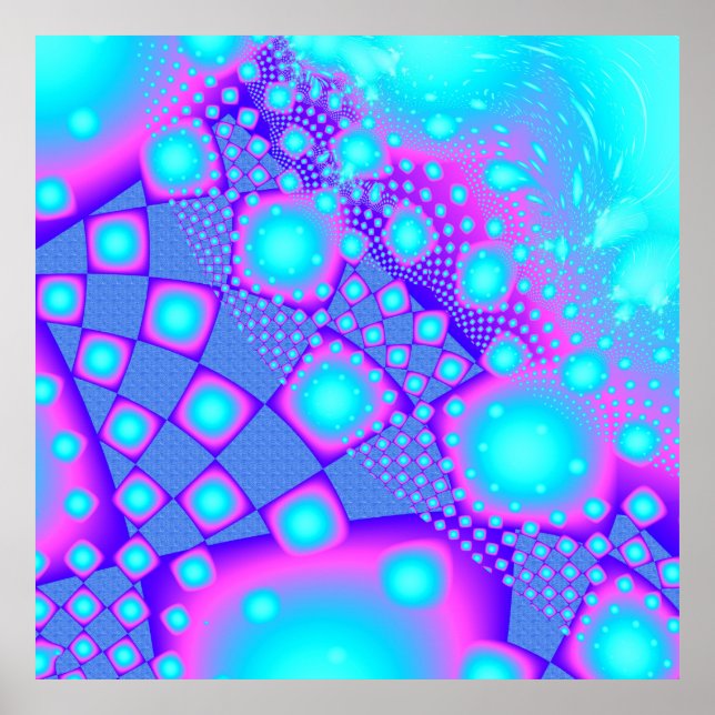 Neon Molecules Psychedelic Fractal Poster (Front)