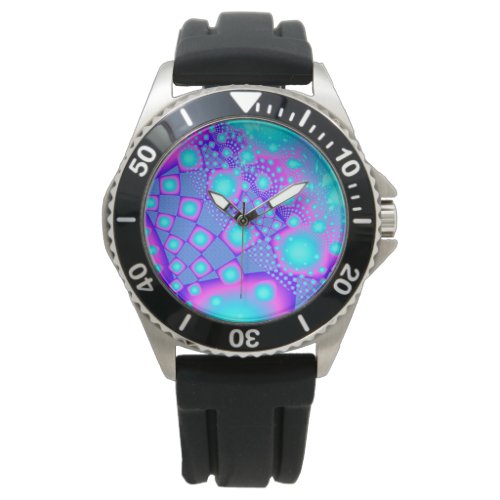 Neon Molecules Psychedelic Fractal Watch