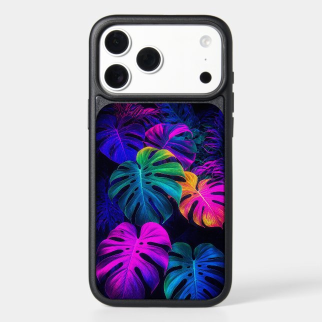 Neon Monstera Glow – Tropical Night iPhone 17 Pro  Max Case (Back)
