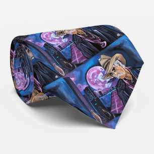 Neon Moon Painting by Alfred Fox Neck Tie