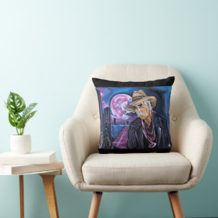 Neon Moon Painting by Alfred Fox Throw Pillow
