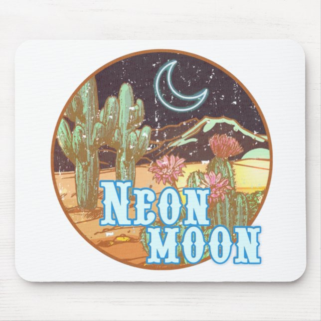 Neon Moon Retro Western Mouse Pad (Front)