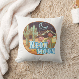 Neon Moon Retro Western Throw Pillow