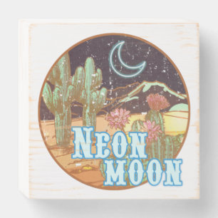 Neon Moon Retro Western Wooden Box Sign