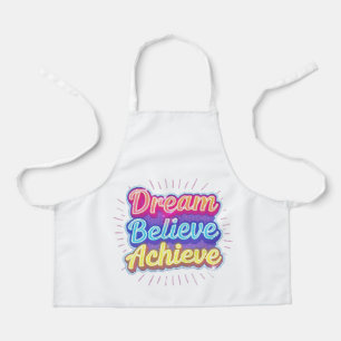 Neon motivational quote 'Dream believe achieve' Apron