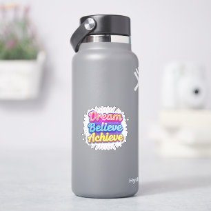 Neon motivational quote 'Dream believe achieve' Sticker