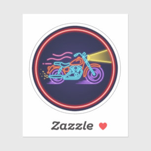 Neon Motorcycle Cruiser Night Ride Glow Art Sticker