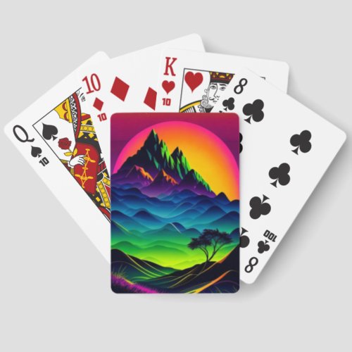 Neon Mountain Range classic Playing Cards