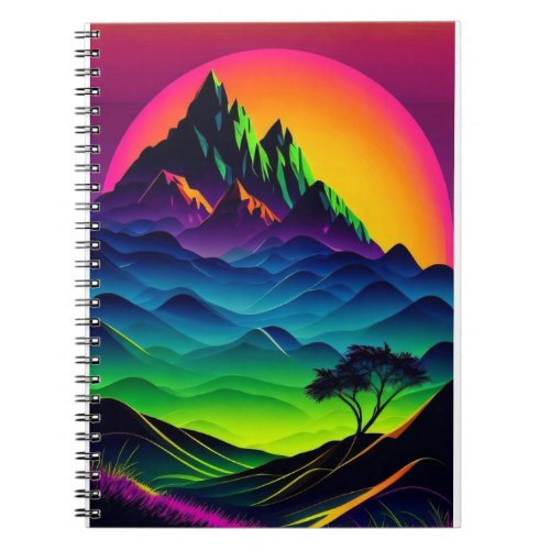Neon Mountain Range classic spiral  Notebook
