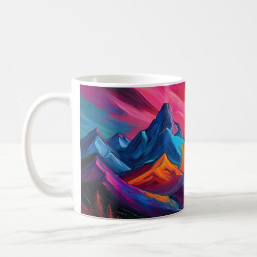 Neon Mountain Sunset Coffee Mug