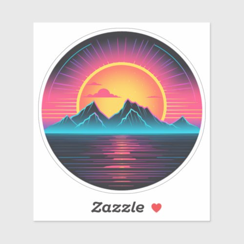 Neon Mountains Sticker