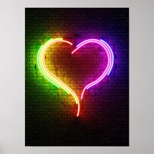 Neon Multi_Color Heart Poster