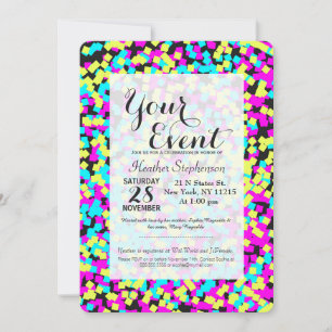 Neon Multi-Colored Fun Confetti Invitation