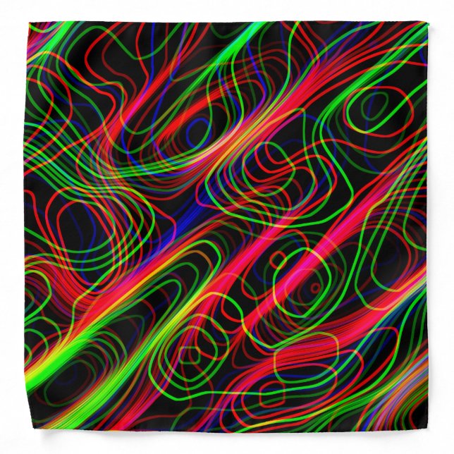 Neon Multicolor Curved Lines Bandana (Front)